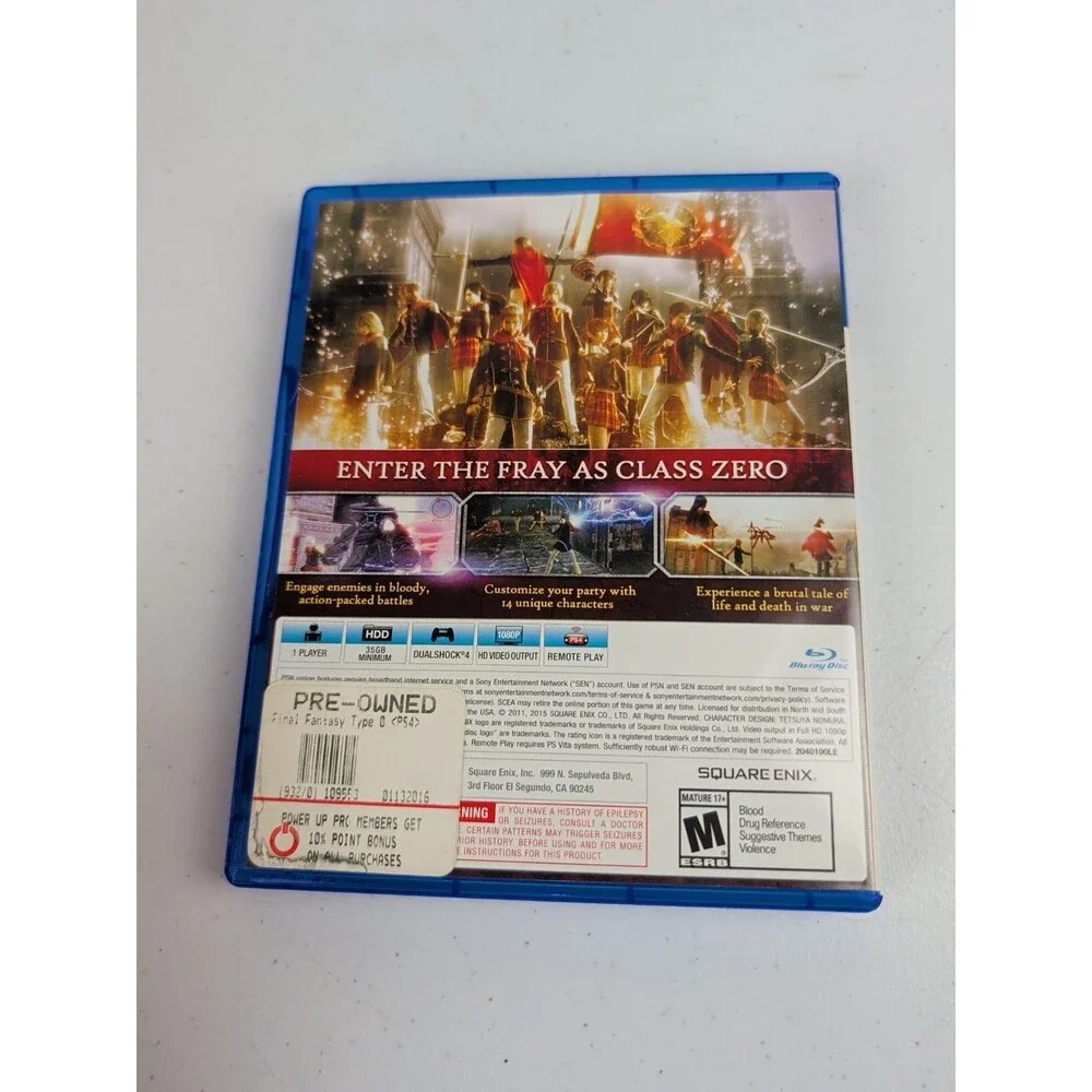 Final Fantasy Type-0 HD -- Day One Edition (Sony PlayStation 4, 2015) PS4